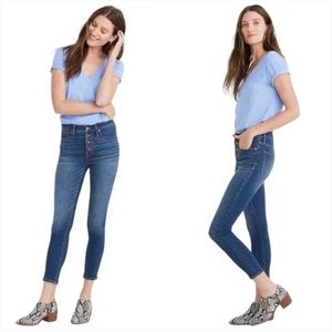 Madewell Skinny Jeans, 28 waist, Cropped Button Fly Vintage Wash Stretchy Tencel